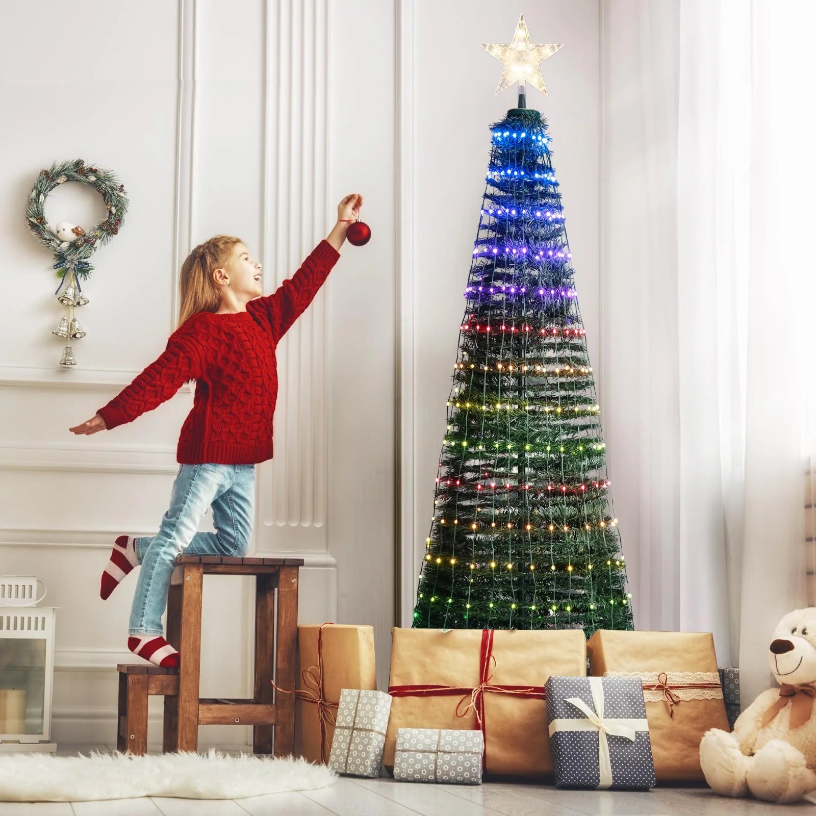 Tangkula 6.2FT Pop-Up Christmas Tree with 282 LED Lights