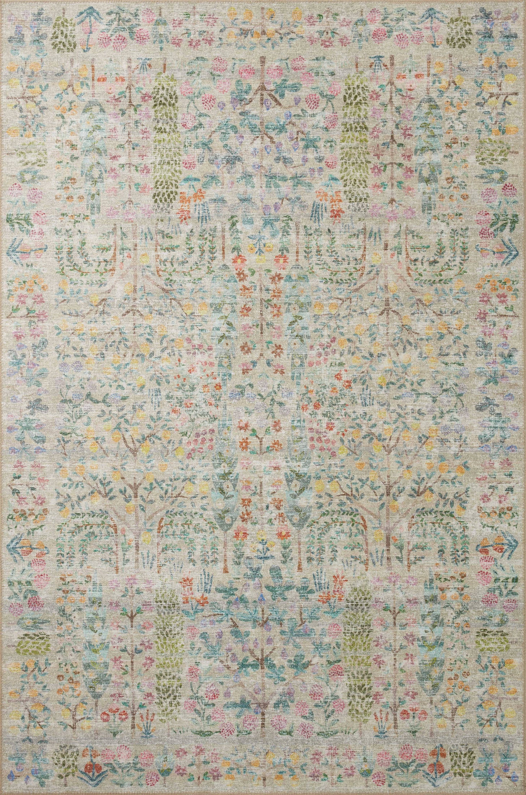 Rifle Paper Co. x Loloi 7'6" x 9'6" Khaki Large Maison Grove (MAO-07) Area Rug