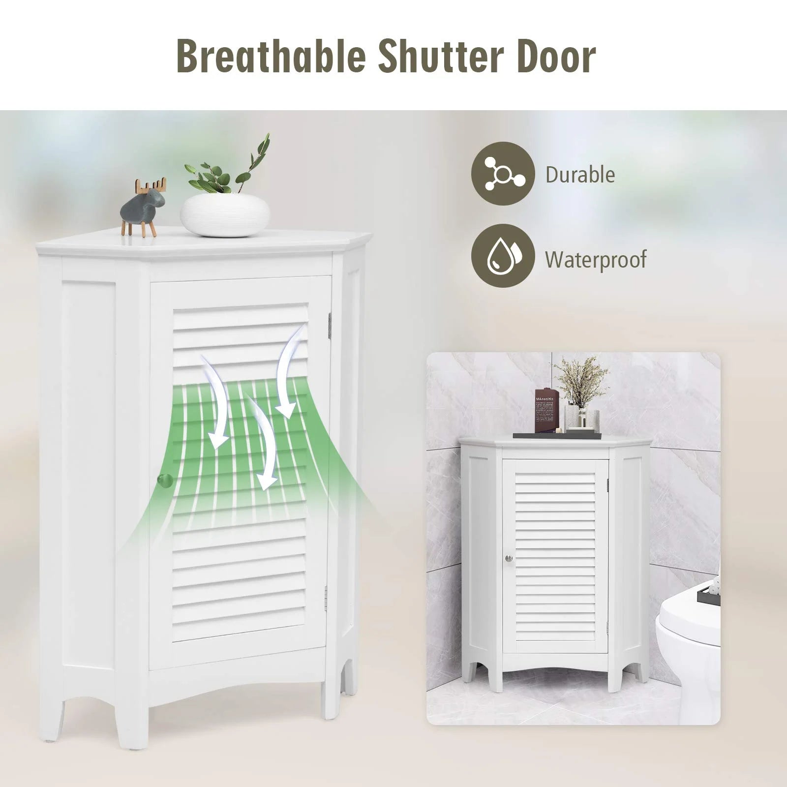 Tangkula Corner Bathroom Cabinet with Single Shutter Door