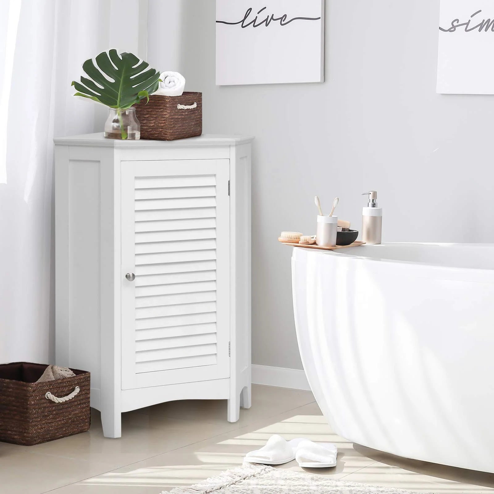Tangkula Corner Bathroom Cabinet with Single Shutter Door