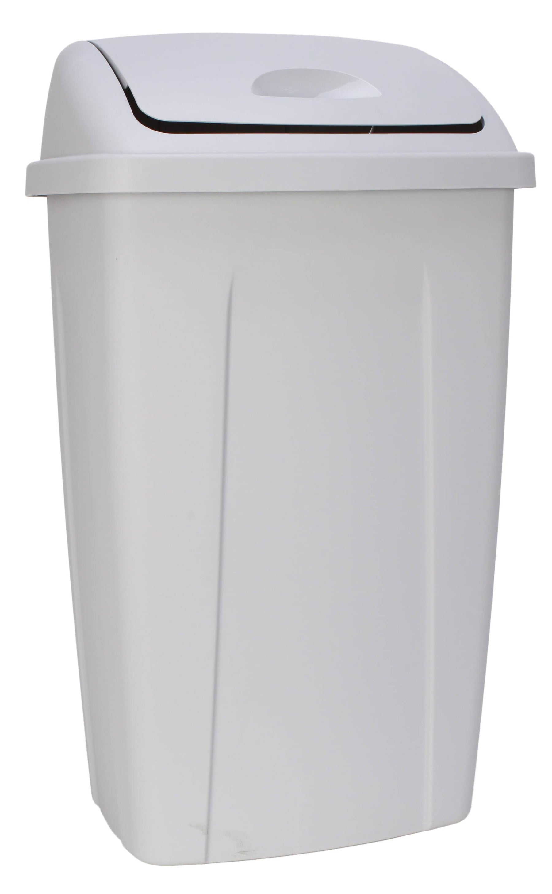 Mainstays 13 Gallon Trash Can, Plastic Swing Top Kitchen Trash Can, Gray