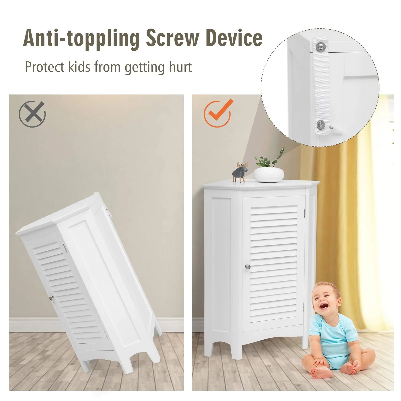 Tangkula Corner Bathroom Cabinet with Single Shutter Door