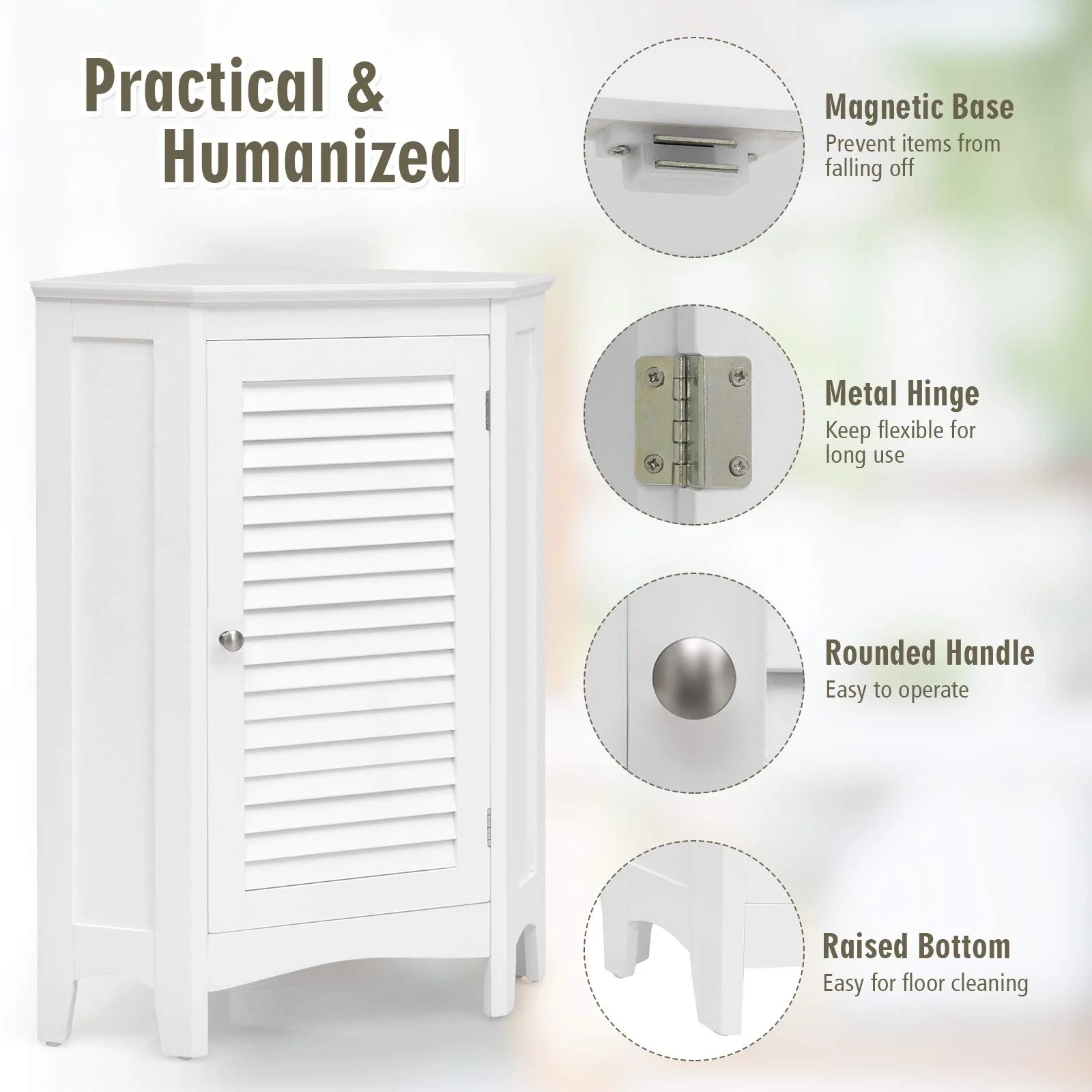 Tangkula Corner Bathroom Cabinet with Single Shutter Door