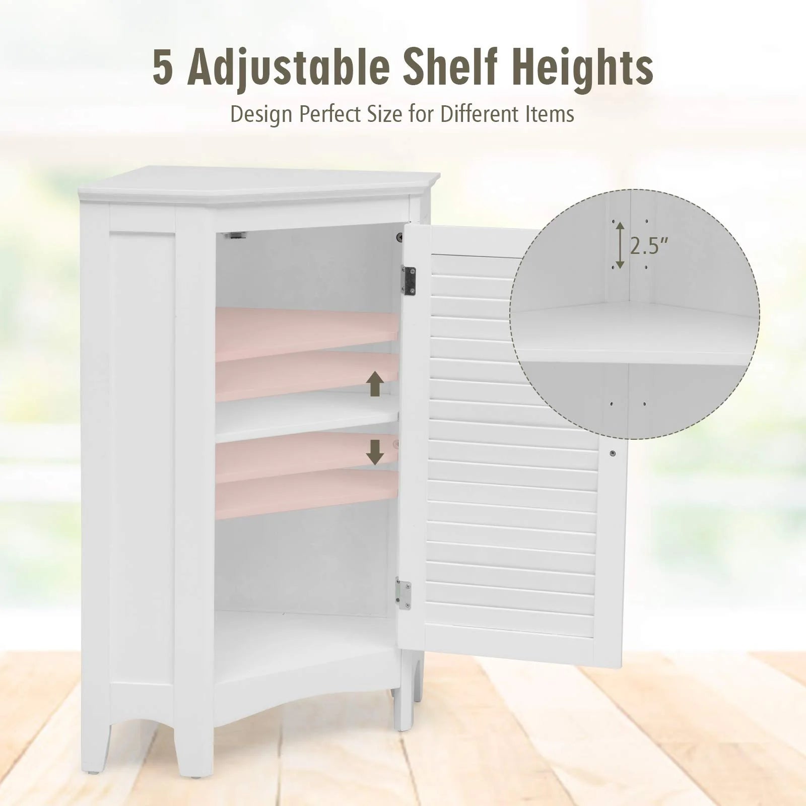 Tangkula Corner Bathroom Cabinet with Single Shutter Door