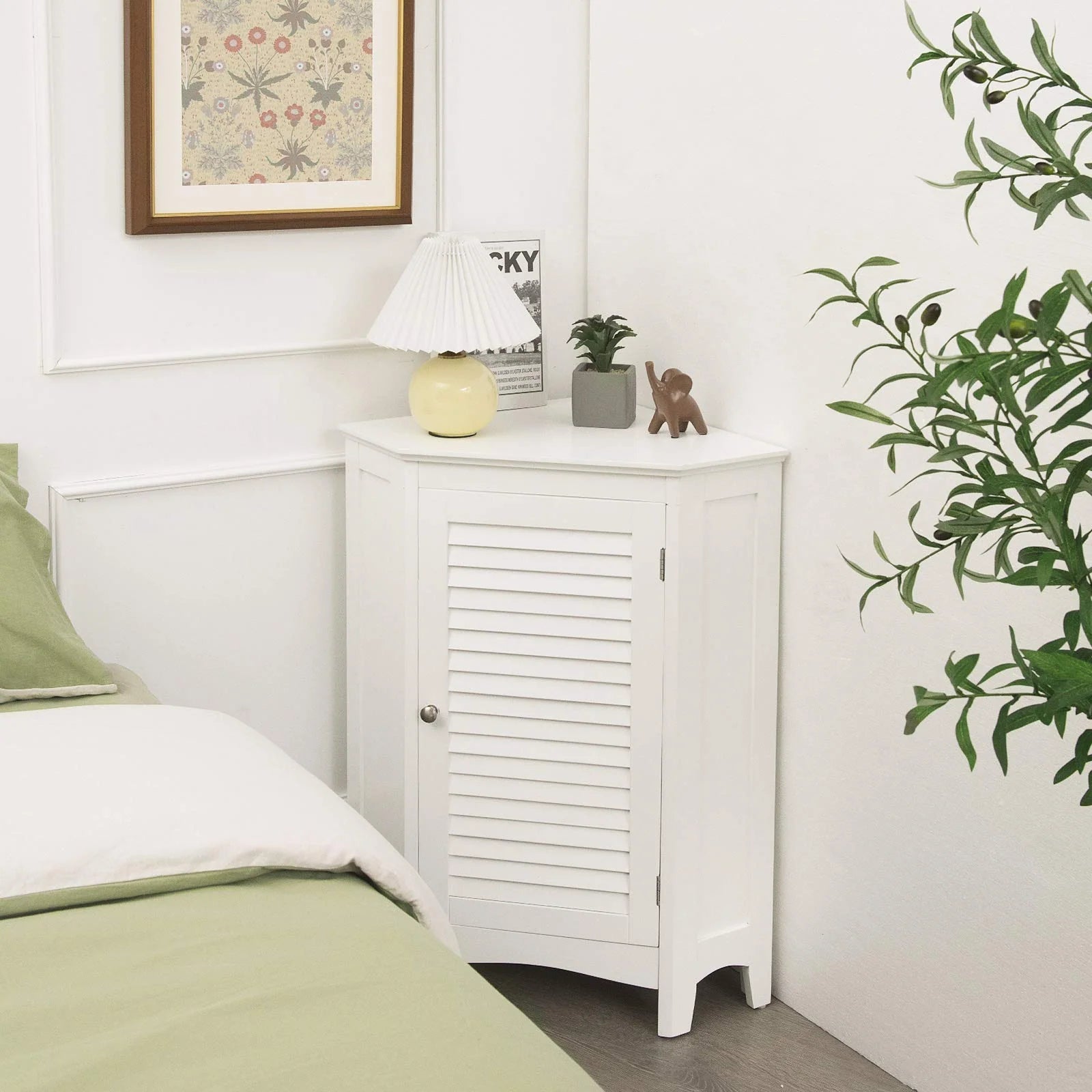 Tangkula Corner Bathroom Cabinet with Single Shutter Door
